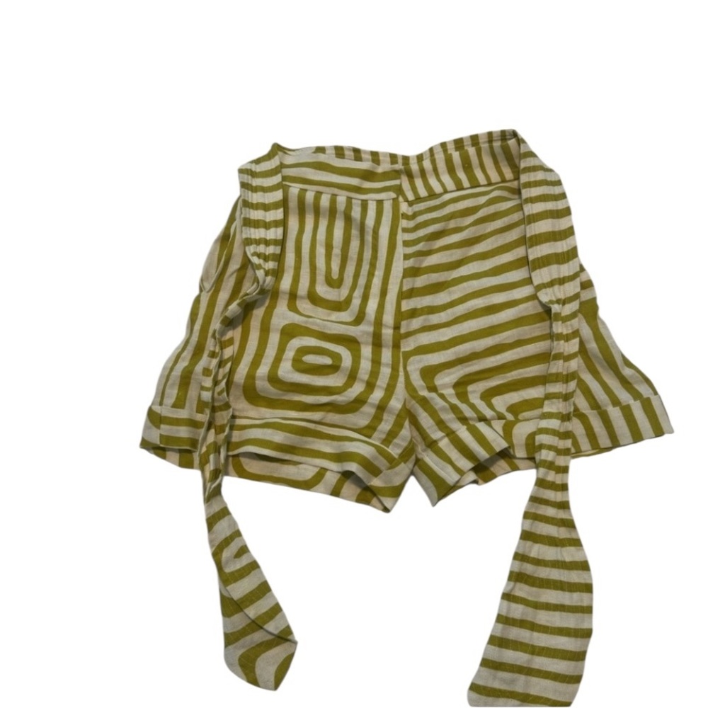 Andres Otalora Green Haala Linen Mini Shorts, Size 4 - Picture 4 of 6